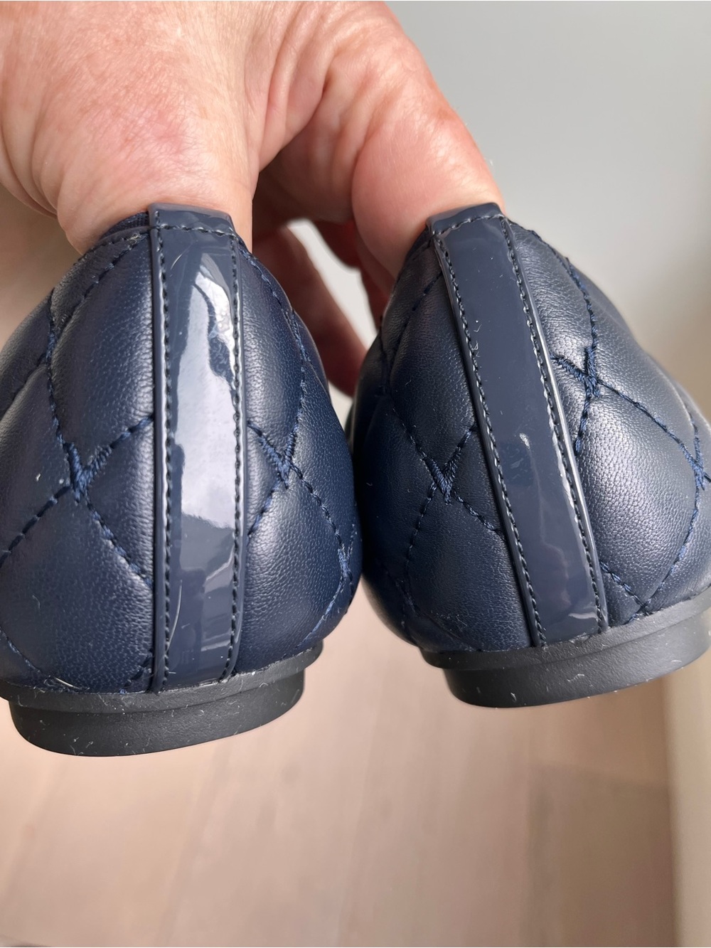 Vionic Navy Quilted Ballet Flat with Patent Cap Toe - Picture 6 of 9